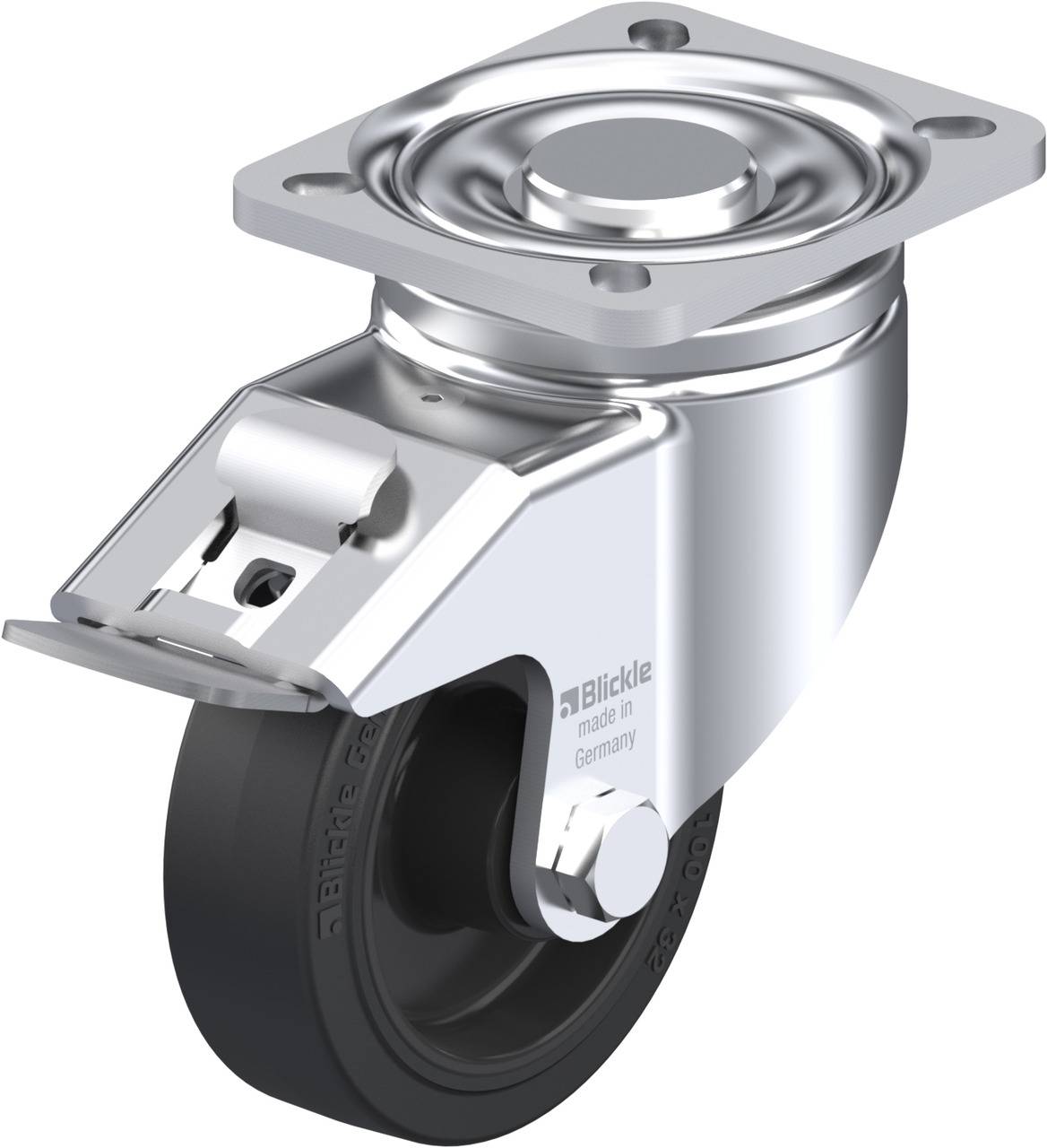 Blickle 609768 LH-POEV 100R-1-FI Forgóvillás görgő, rögzítővel KerékØ: 100 mm Teherbírás (max.): 200 kg 1 db