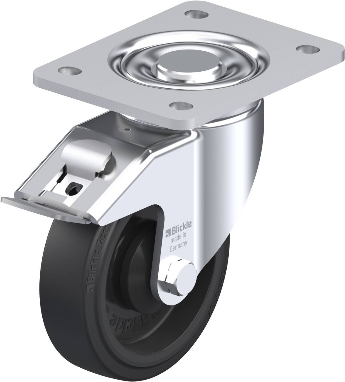 Blickle 600403 LH-POEV 125K-3-FI Forgóvillás görgő, rögzítővel KerékØ: 125 mm Teherbírás (max.): 250 kg 1 db
