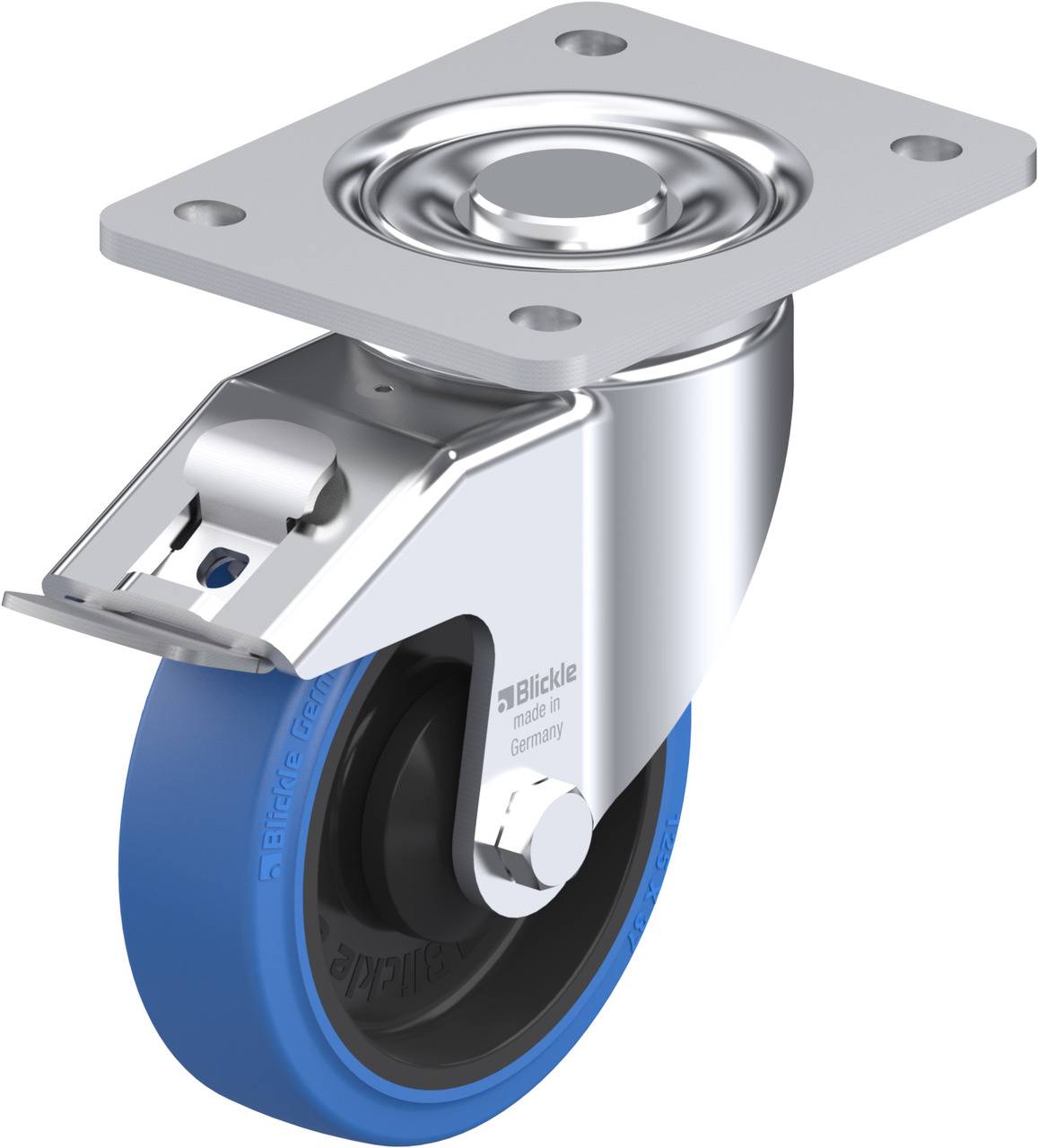 Blickle 739748 LH-POEV 125K-3-FI-SB Forgóvillás görgő, rögzítővel KerékØ: 125 mm Teherbírás (max.): 250 kg 1 db