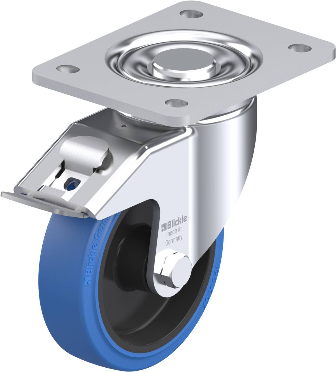 Blickle 681171 LH-POEV 125R-3-FI-SB Forgóvillás görgő, rögzítővel KerékØ: 125 mm Teherbírás (max.): 250 kg 1 db