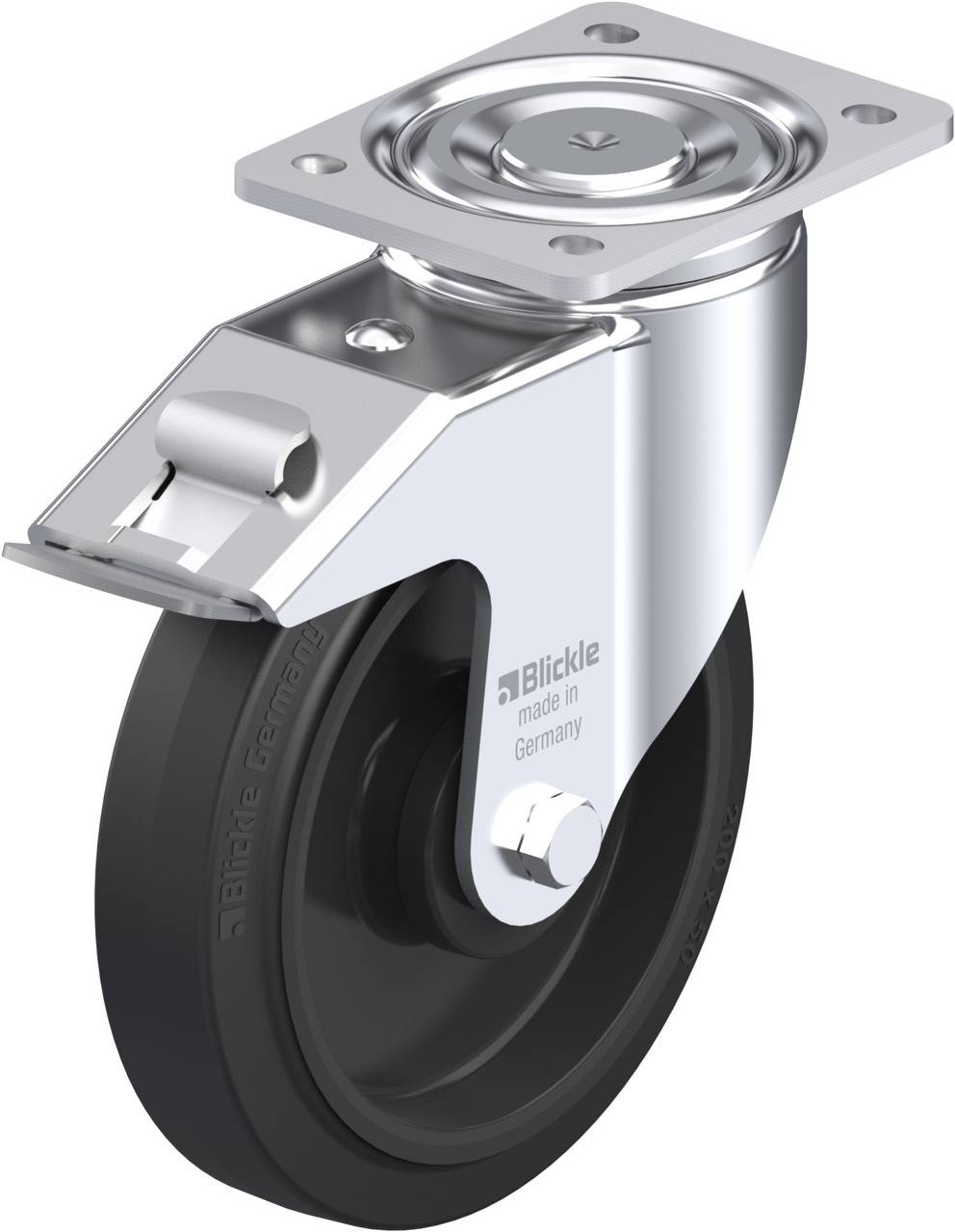 Blickle 561993 LH-POEV 200KA-FI Forgóvillás görgő, rögzítővel KerékØ: 200 mm Teherbírás (max.): 500 kg 1 db