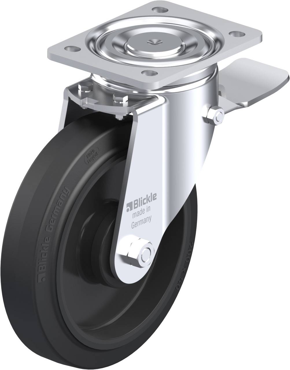 Blickle 51011 LH-POEV 200KA-ST Forgóvillás görgő, rögzítővel KerékØ: 200 mm Teherbírás (max.): 500 kg 1 db