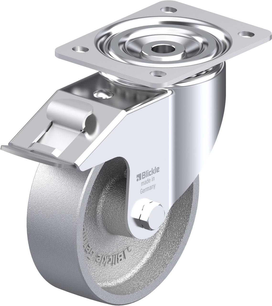Blickle 763573 LI-G 150G-FI Forgóvillás görgő, rögzítővel KerékØ: 150 mm Teherbírás (max.): 350 kg 1 db