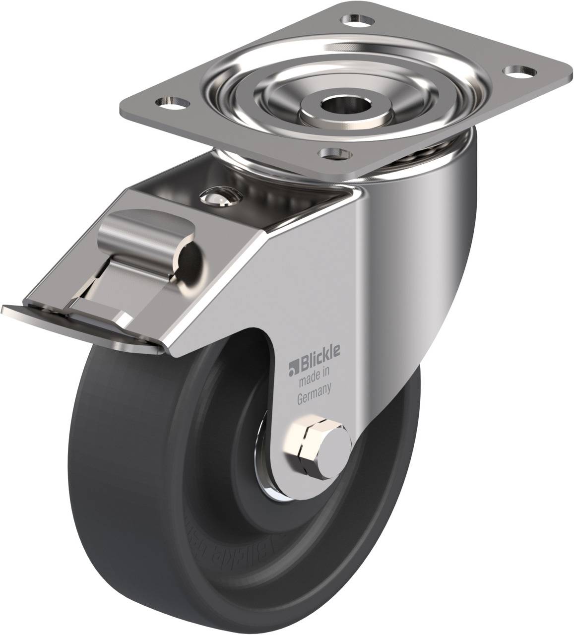 Blickle 754739 LIX-POHI 150HXK-FI Forgóvillás görgő, rögzítővel KerékØ: 150 mm Teherbírás (max.): 350 kg 1 db