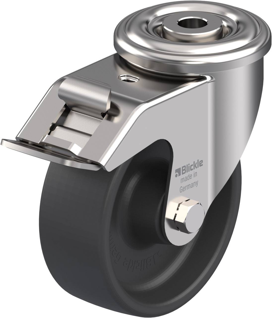 Blickle 754751 LIXR-POHI 102G-FI Forgóvillás görgő, rögzítővel KerékØ: 100 mm Teherbírás (max.): 150 kg 1 db