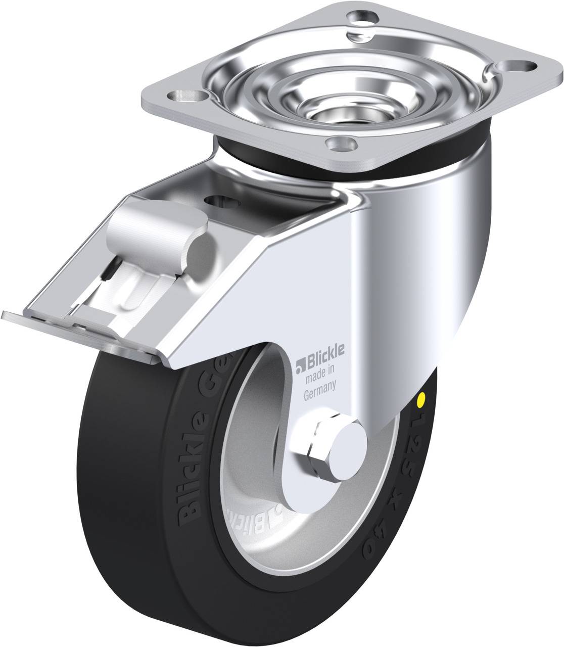 Blickle 645887 LK-ALEV 125K-1-FI-EL Forgóvillás görgő, rögzítővel KerékØ: 125 mm Teherbírás (max.): 250 kg 1 db