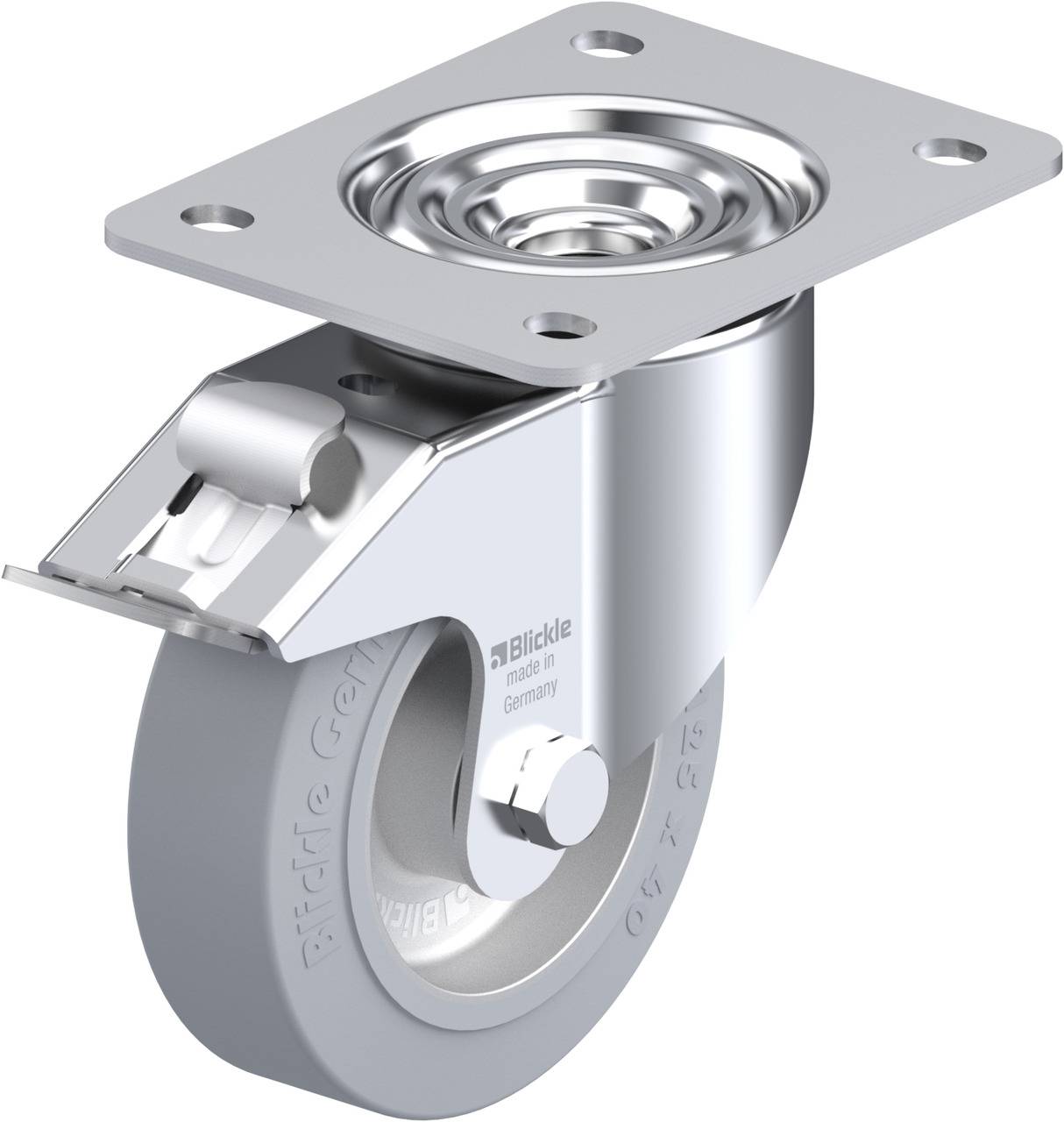 Blickle 375527 LK-ALEV 125K-3-FI-SG Forgóvillás görgő, rögzítővel KerékØ: 125 mm Teherbírás (max.): 250 kg 1 db