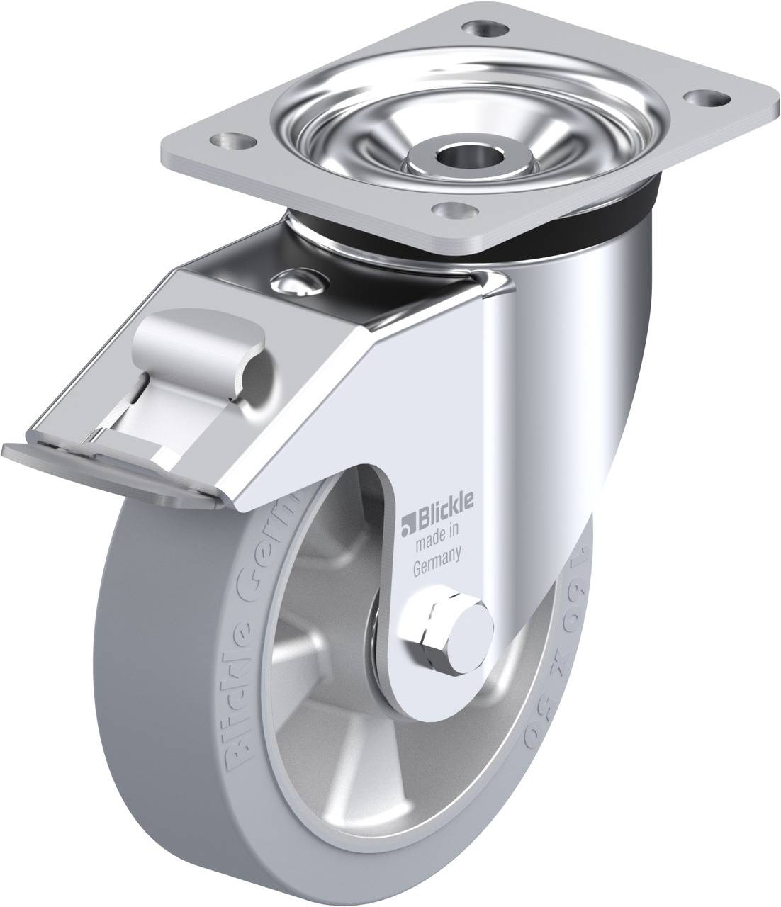 Blickle 656116 LK-ALEV 160K-FI-SG Forgóvillás görgő, rögzítővel KerékØ: 160 mm Teherbírás (max.): 400 kg 1 db