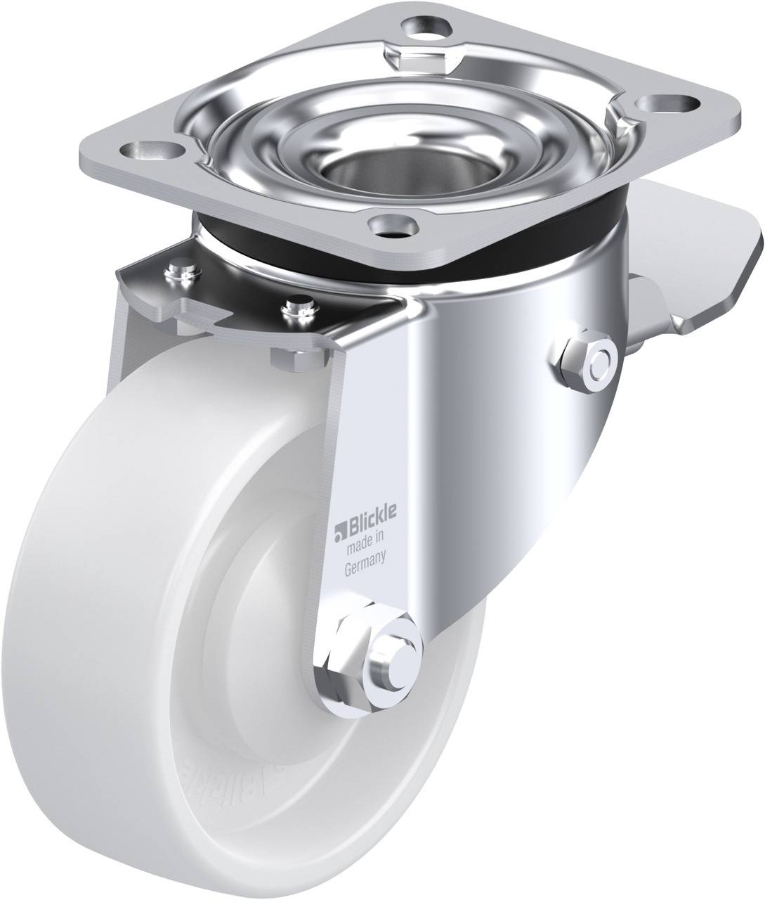 Blickle 648402 LK-PO 100KA-1-ST Forgóvillás görgő, rögzítővel KerékØ: 100 mm Teherbírás (max.): 280 kg 1 db