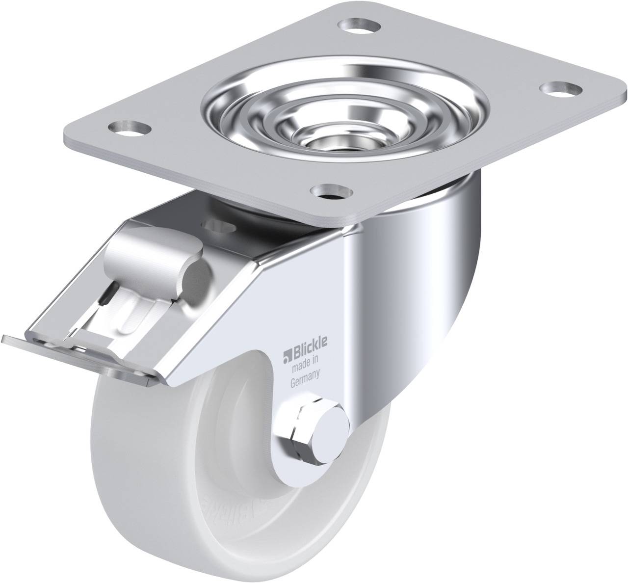 Blickle 637744 LK-PO 100KA-3-FI Forgóvillás görgő, rögzítővel KerékØ: 100 mm Teherbírás (max.): 280 kg 1 db
