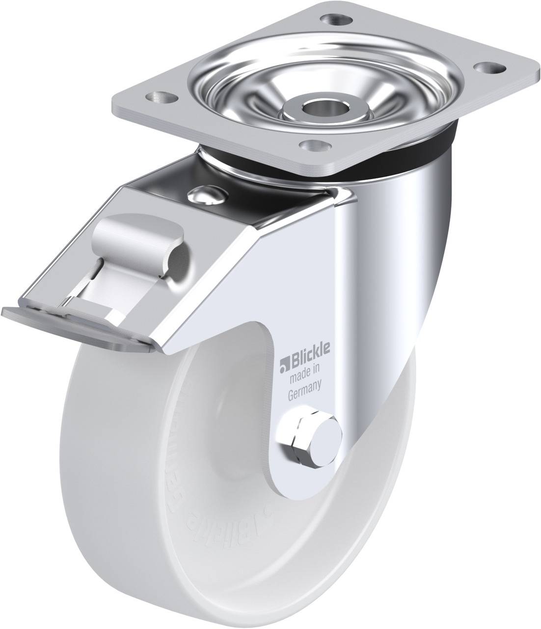 Blickle 629253 LK-PO 160G-FI Forgóvillás görgő, rögzítővel KerékØ: 160 mm Teherbírás (max.): 450 kg 1 db