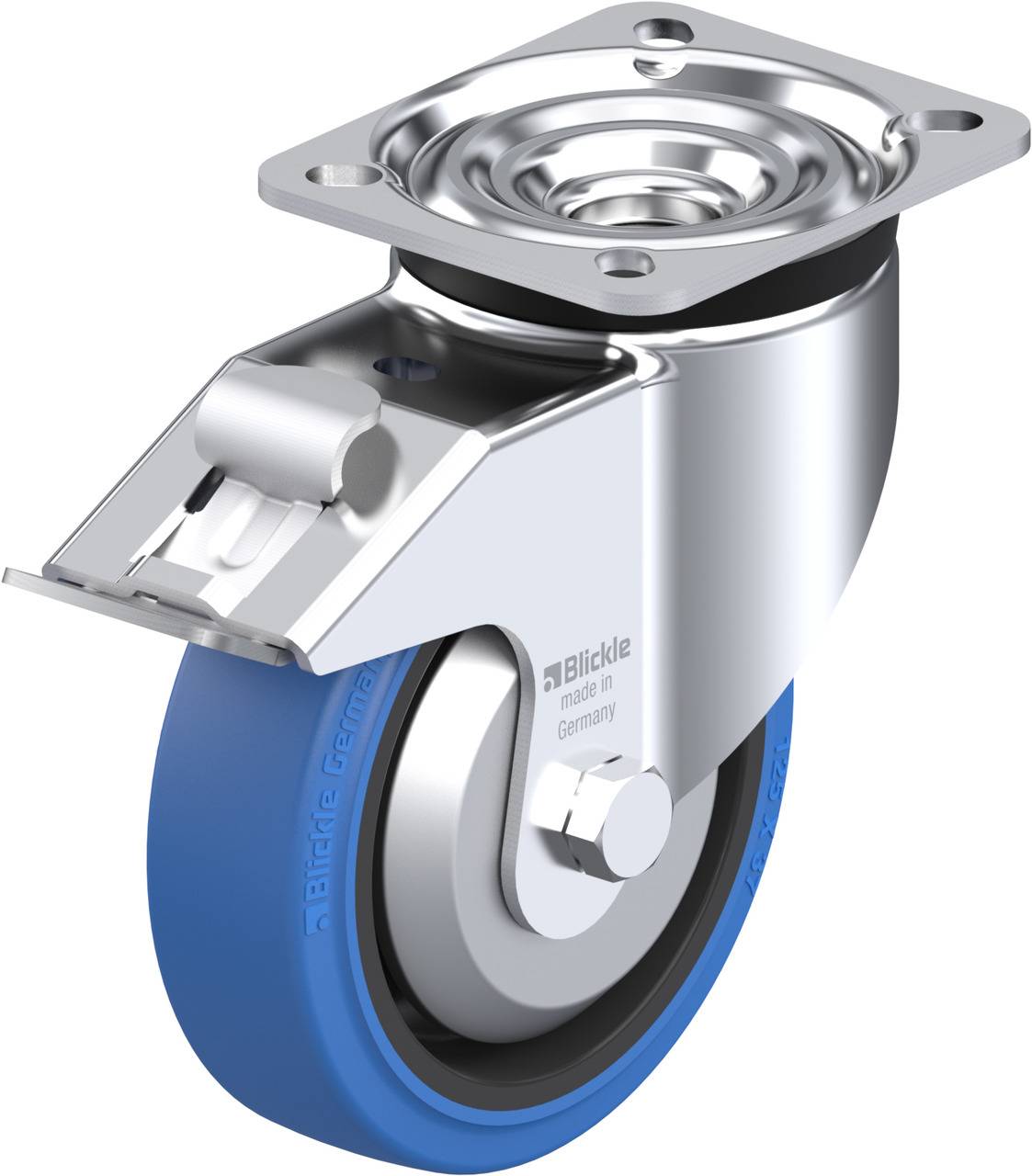 Blickle 750341 LK-POEV 125KA-1-FI-SB-FA Forgóvillás görgő, rögzítővel KerékØ: 125 mm Teherbírás (max.): 250 kg 1 db