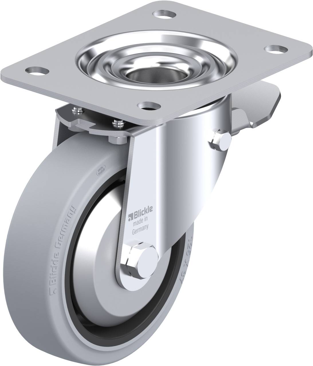 Blickle 322909 LK-POEV 125KA-3-ST-SG-FA Forgóvillás görgő, rögzítővel KerékØ: 125 mm Teherbírás (max.): 250 kg 1 db