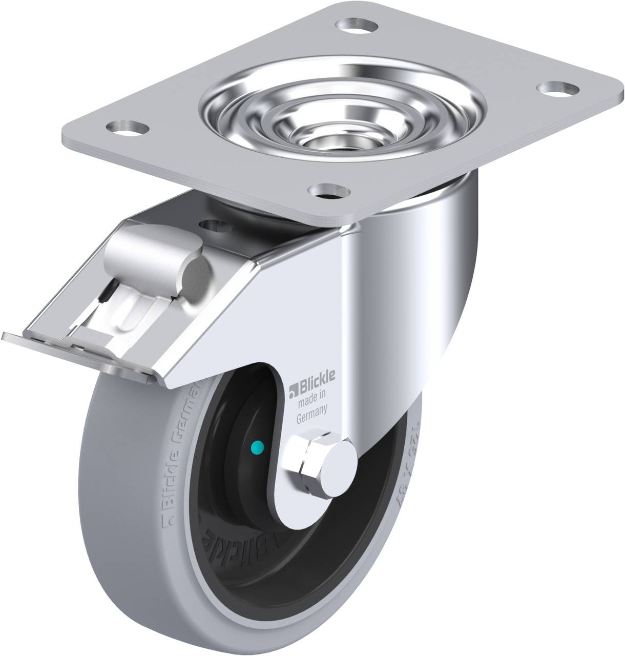 Blickle 851157 LK-POEV 125KAD-3-FI-SG Forgóvillás görgő, rögzítővel KerékØ: 125 mm Teherbírás (max.): 250 kg 1 db