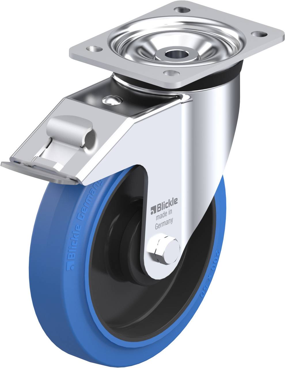 Blickle 733972 LK-POEV 200KA-FI-SB Forgóvillás görgő, rögzítővel KerékØ: 200 mm Teherbírás (max.): 500 kg 1 db
