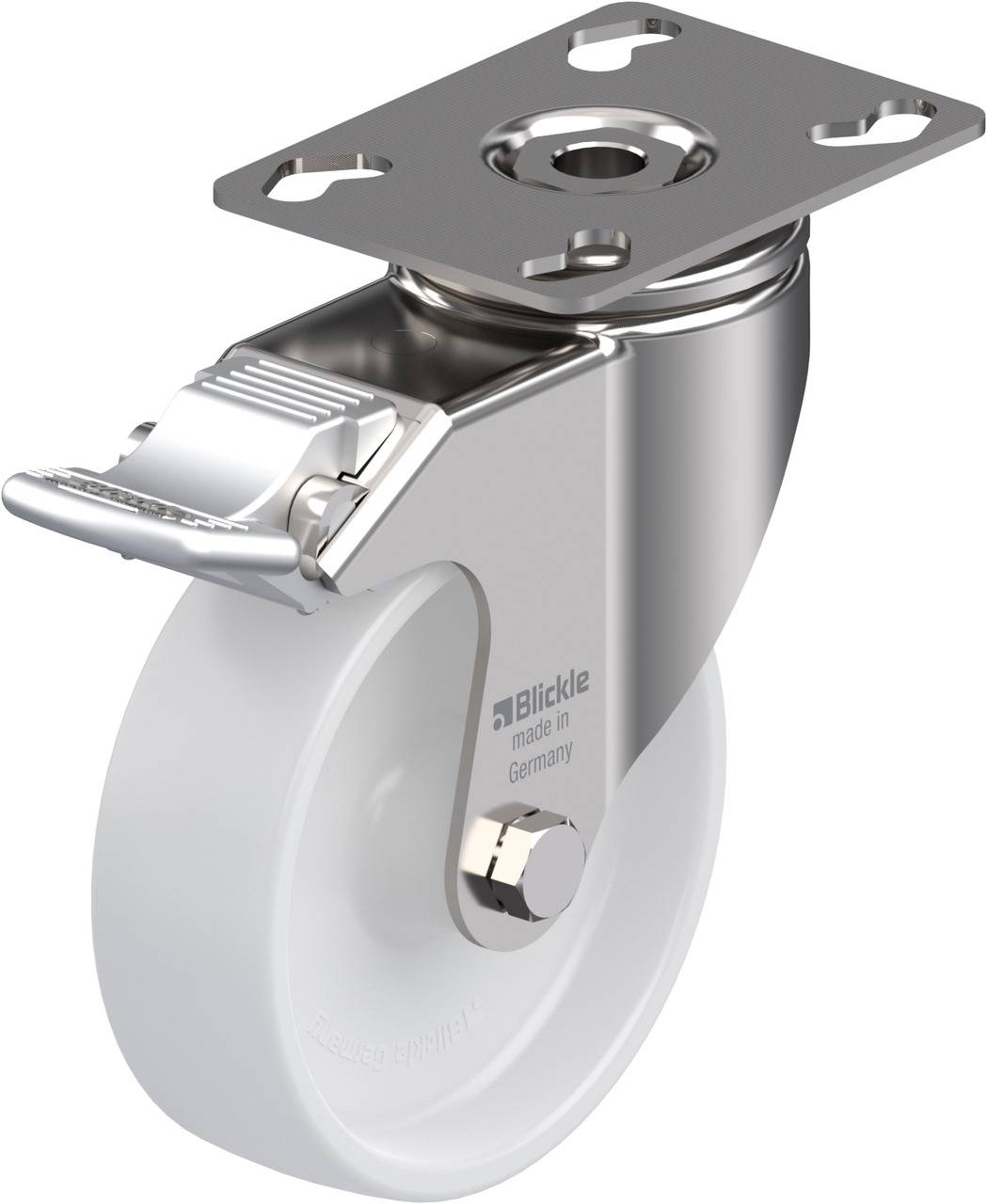 Blickle 758413 LKPXA-PO 101G-FI Forgóvillás görgő, rögzítővel KerékØ: 100 mm Teherbírás (max.): 120 kg 1 db