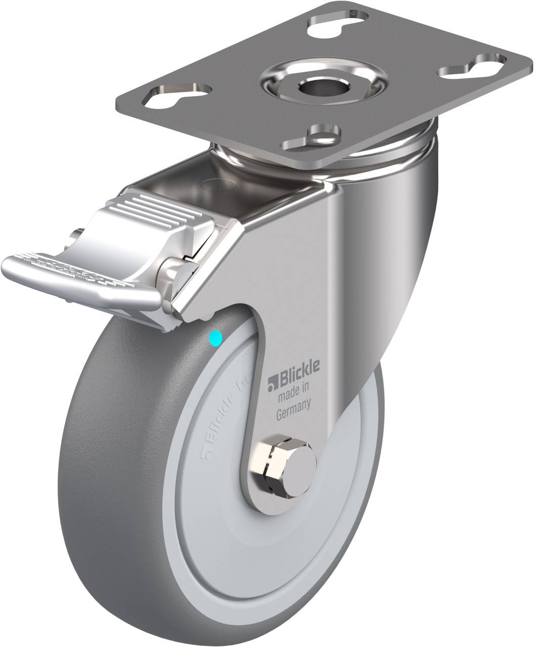 Blickle 574772 LKPXA-TPA 101KFD-FI Forgóvillás görgő, rögzítővel KerékØ: 100 mm Teherbírás (max.): 110 kg 1 db