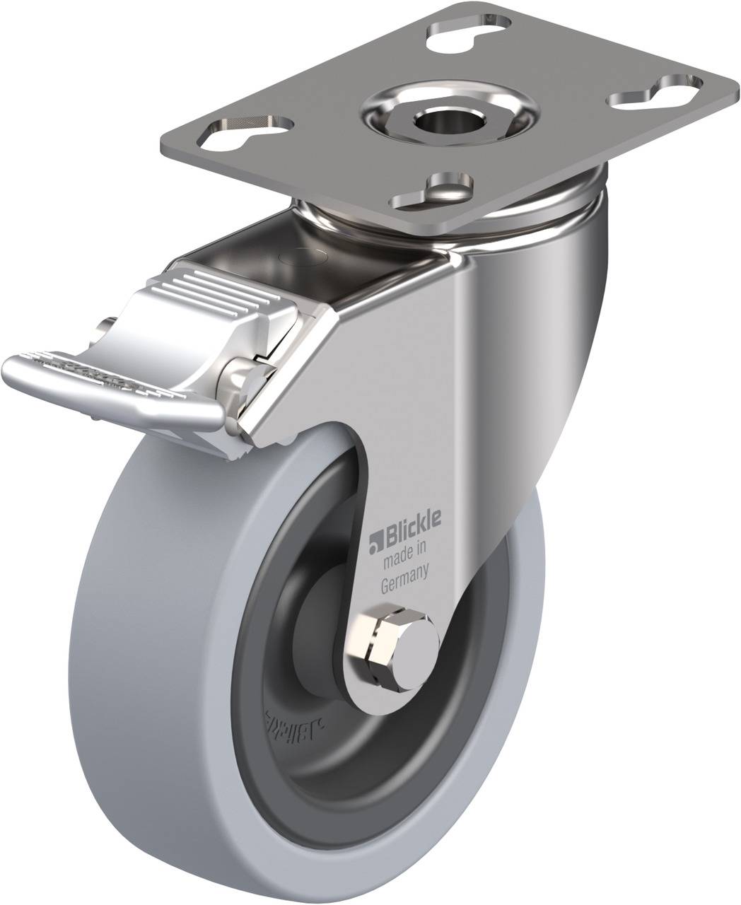 Blickle 285692 LKPXA-VPA 101G-FI Forgóvillás görgő, rögzítővel KerékØ: 100 mm Teherbírás (max.): 110 kg 1 db
