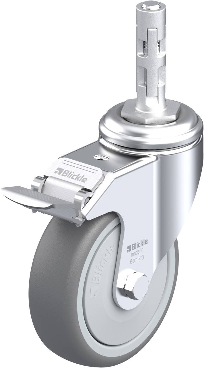 Blickle 743630 LKRA-TPA 101KF-11-FI-E11 Forgóvillás görgő, rögzítővel KerékØ: 100 mm Teherbírás (max.): 110 kg 1 db