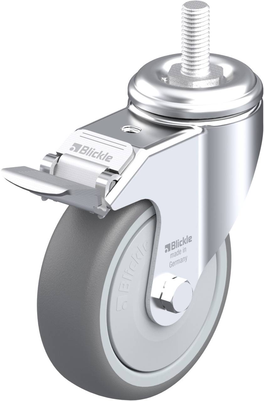 Blickle 628750 LKRA-TPA 101KF-FI-GS12 Forgóvillás görgő, rögzítővel KerékØ: 100 mm Teherbírás (max.): 110 kg 1 db