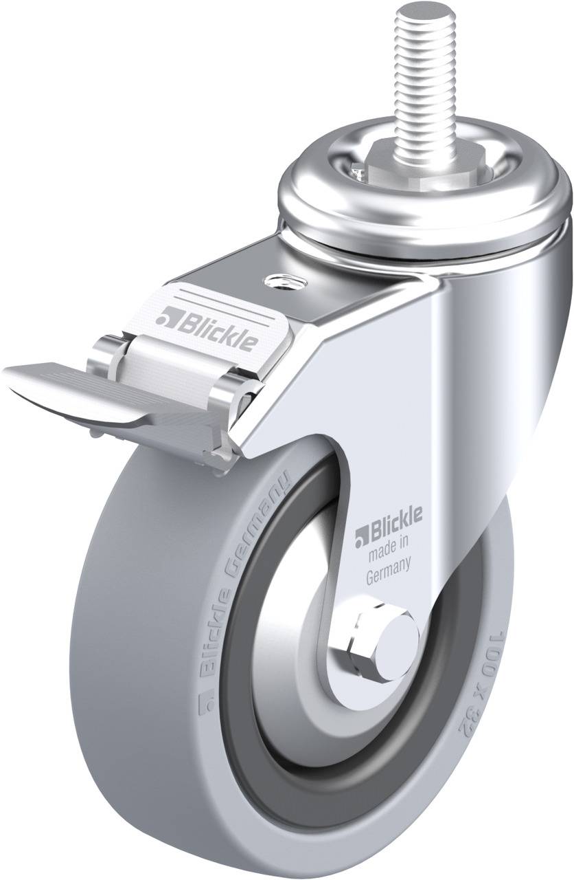 Blickle 473421 LKRA-VPA 101G-FI-FA-GS12 Forgóvillás görgő, rögzítővel KerékØ: 100 mm Teherbírás (max.): 110 kg 1 db