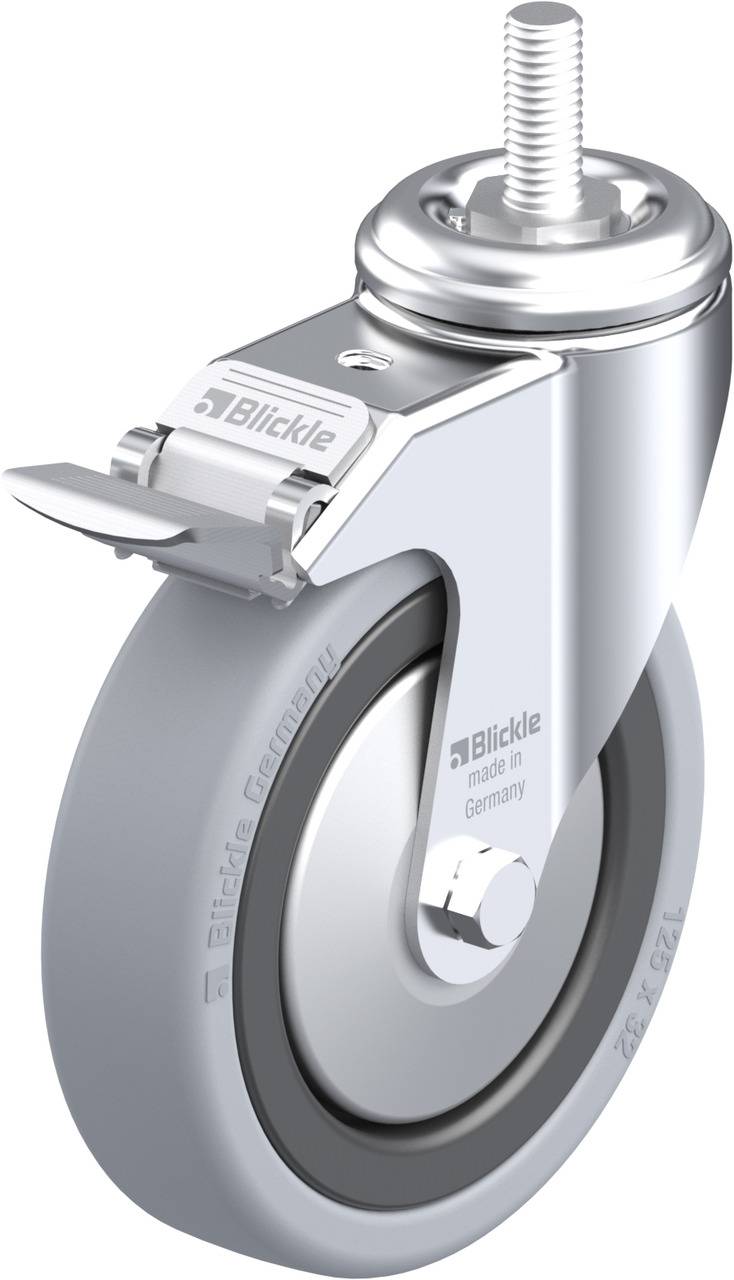 Blickle 292573 LKRA-VPA 126G-FI-FA-GS12 Forgóvillás görgő, rögzítővel KerékØ: 125 mm Teherbírás (max.): 120 kg 1 db