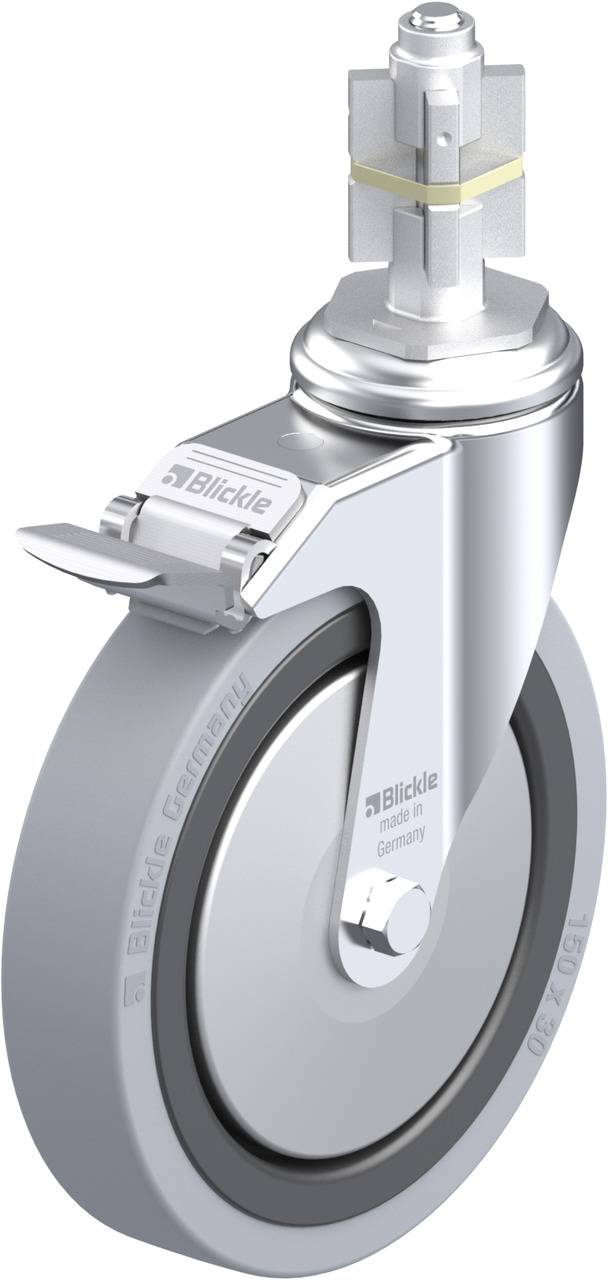 Blickle 750853 LKRA-VPA 150G-11-FI-FA-E15 Forgóvillás görgő, rögzítővel KerékØ: 150 mm Teherbírás (max.): 110 kg 1 db