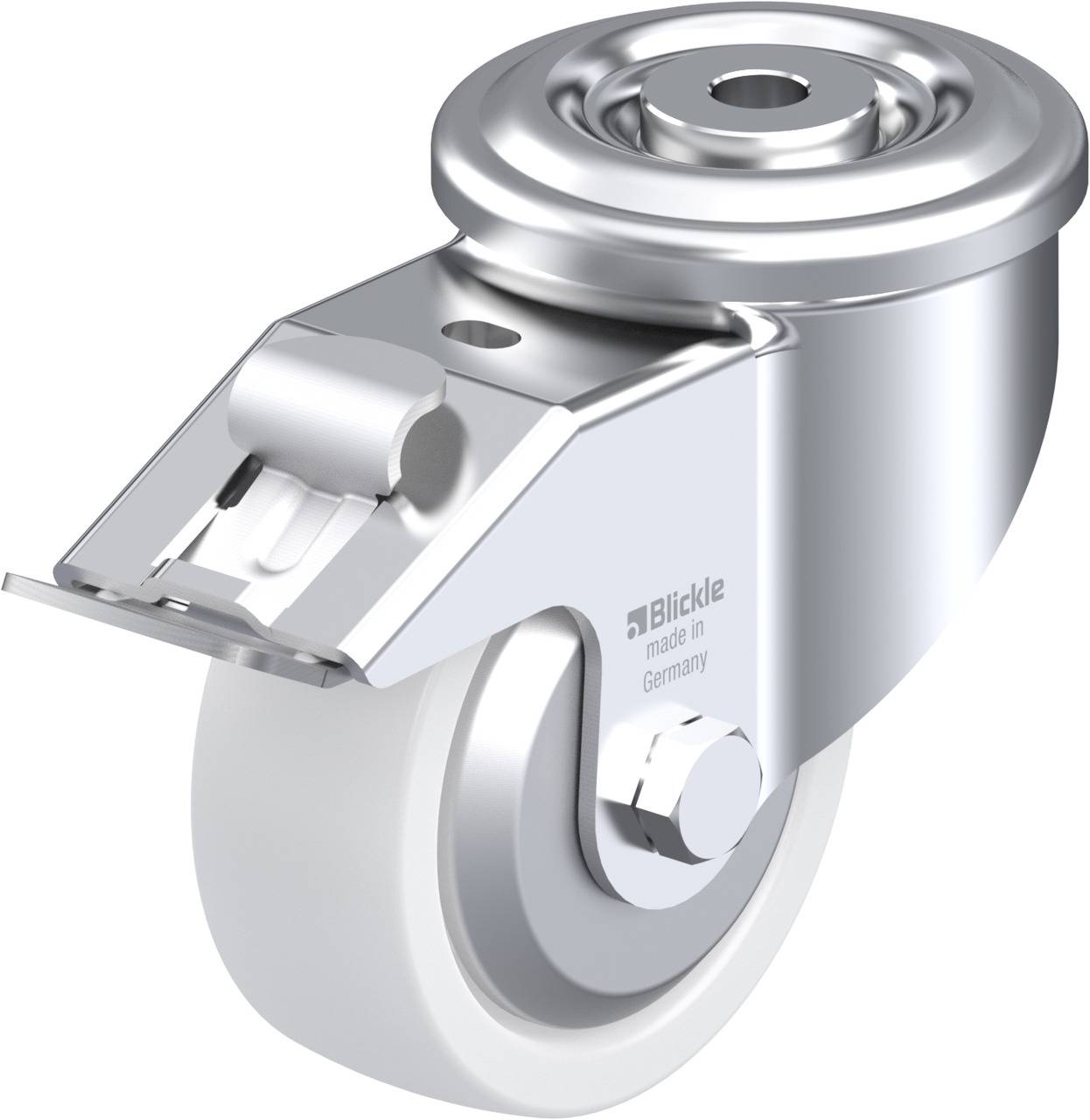 Blickle 738012 LKR-SPO 100G-FI-FA Forgóvillás görgő, rögzítővel KerékØ: 100 mm Teherbírás (max.): 350 kg 1 db