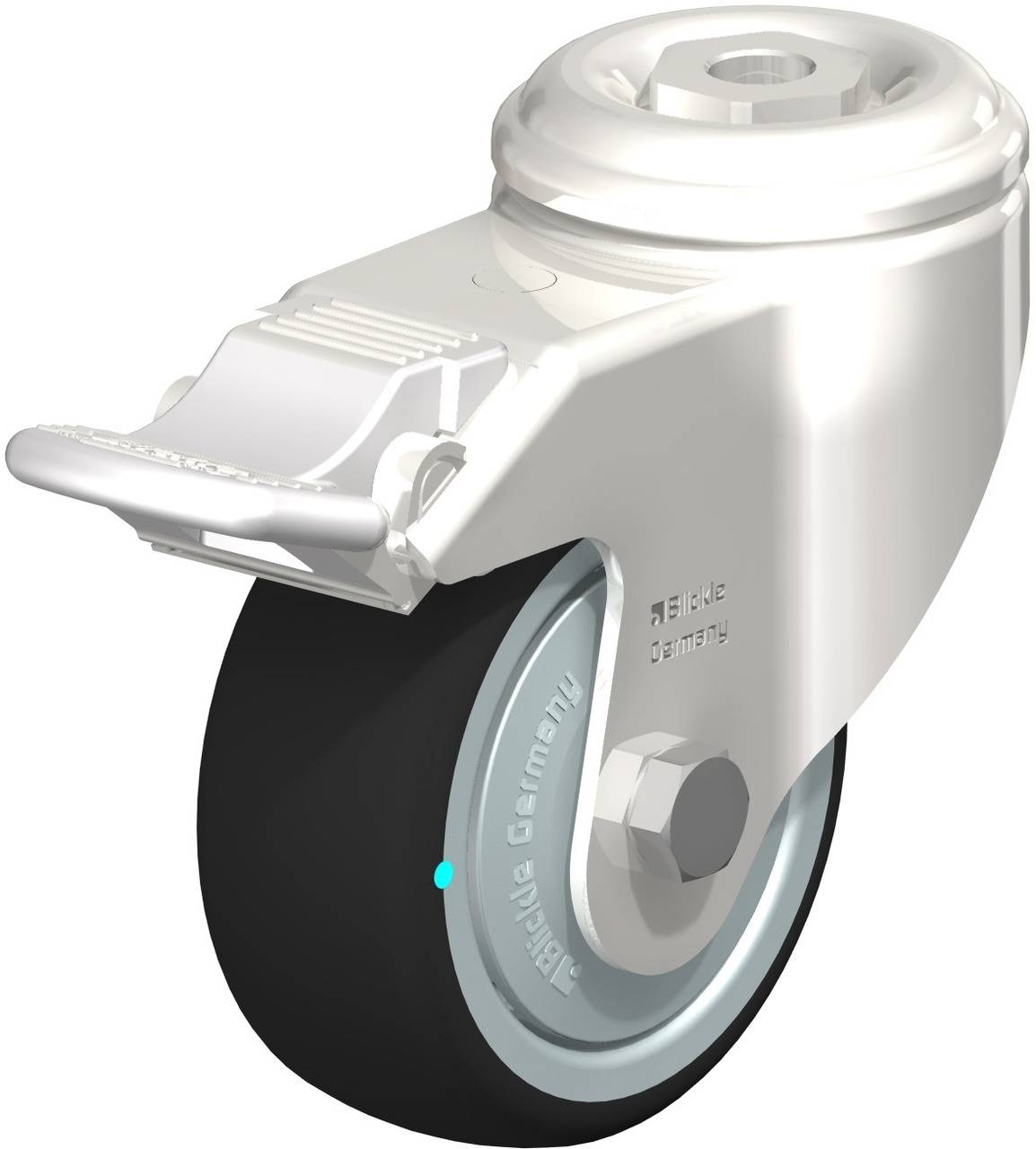 Blickle 760891 LKRXA-PATH 80KFD-11-FI Forgóvillás görgő, rögzítővel KerékØ: 80 mm Teherbírás (max.): 120 kg 1 db