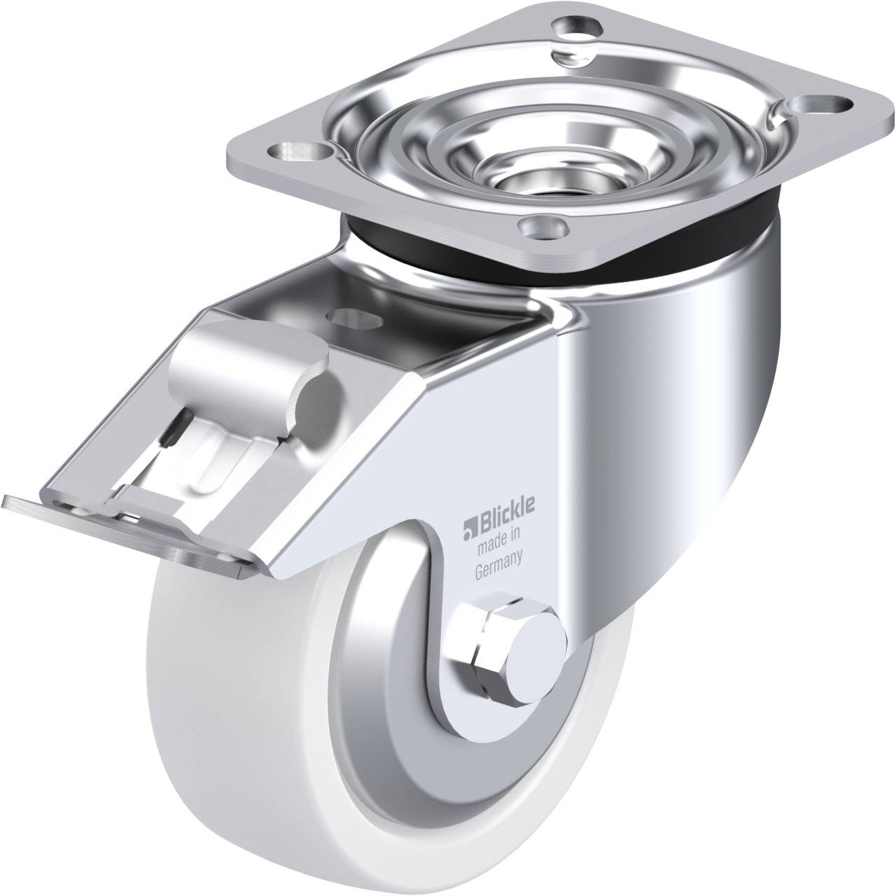 Blickle 737068 LK-SPO 100G-1-FI-FA Forgóvillás görgő, rögzítővel KerékØ: 100 mm Teherbírás (max.): 350 kg 1 db