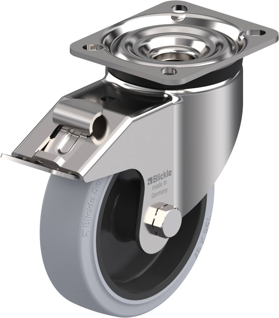 Blickle 758437 LKX-POEV 125XR-1-FI-SG Forgóvillás görgő, rögzítővel KerékØ: 125 mm Teherbírás (max.): 250 kg 1 db