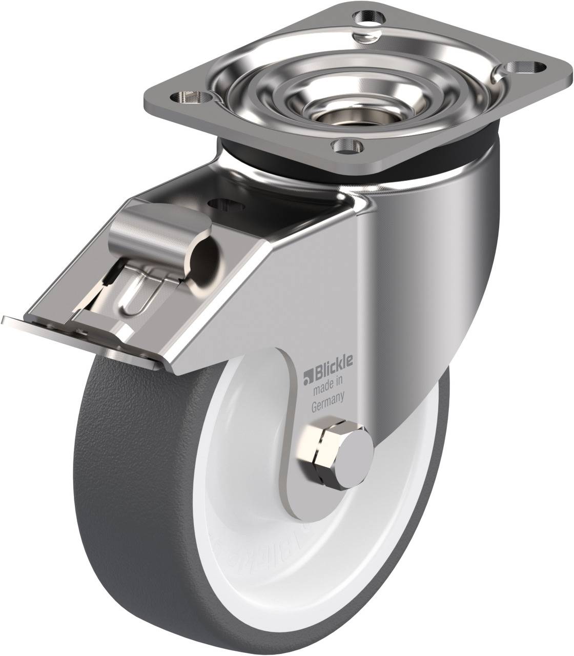 Blickle 754898 LKX-POTH 125XK-1-FI Forgóvillás görgő, rögzítővel KerékØ: 125 mm Teherbírás (max.): 350 kg 1 db
