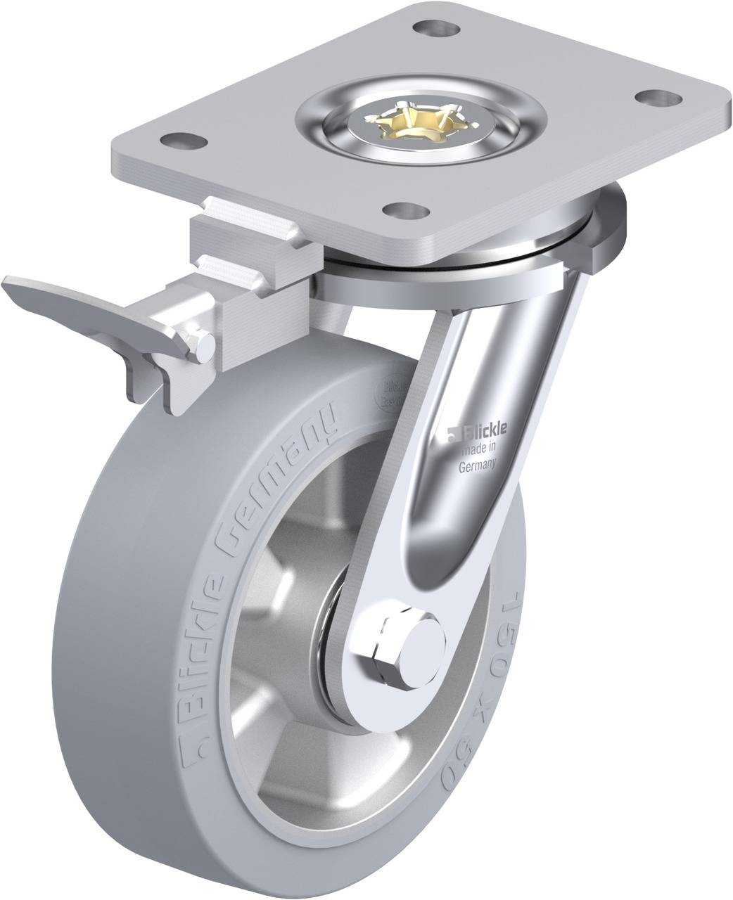 Blickle 852060 LO-ALEV 150K-SG-RI4 Forgóvillás görgő, rögzítővel KerékØ: 150 mm Teherbírás (max.): 400 kg 1 db