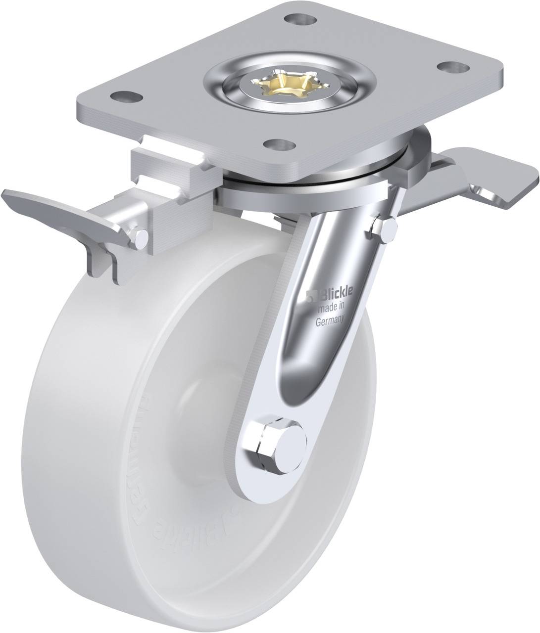 Blickle 852813 LO-PO 160G-ST-RI4 Forgóvillás görgő, rögzítővel KerékØ: 160 mm Teherbírás (max.): 450 kg 1 db
