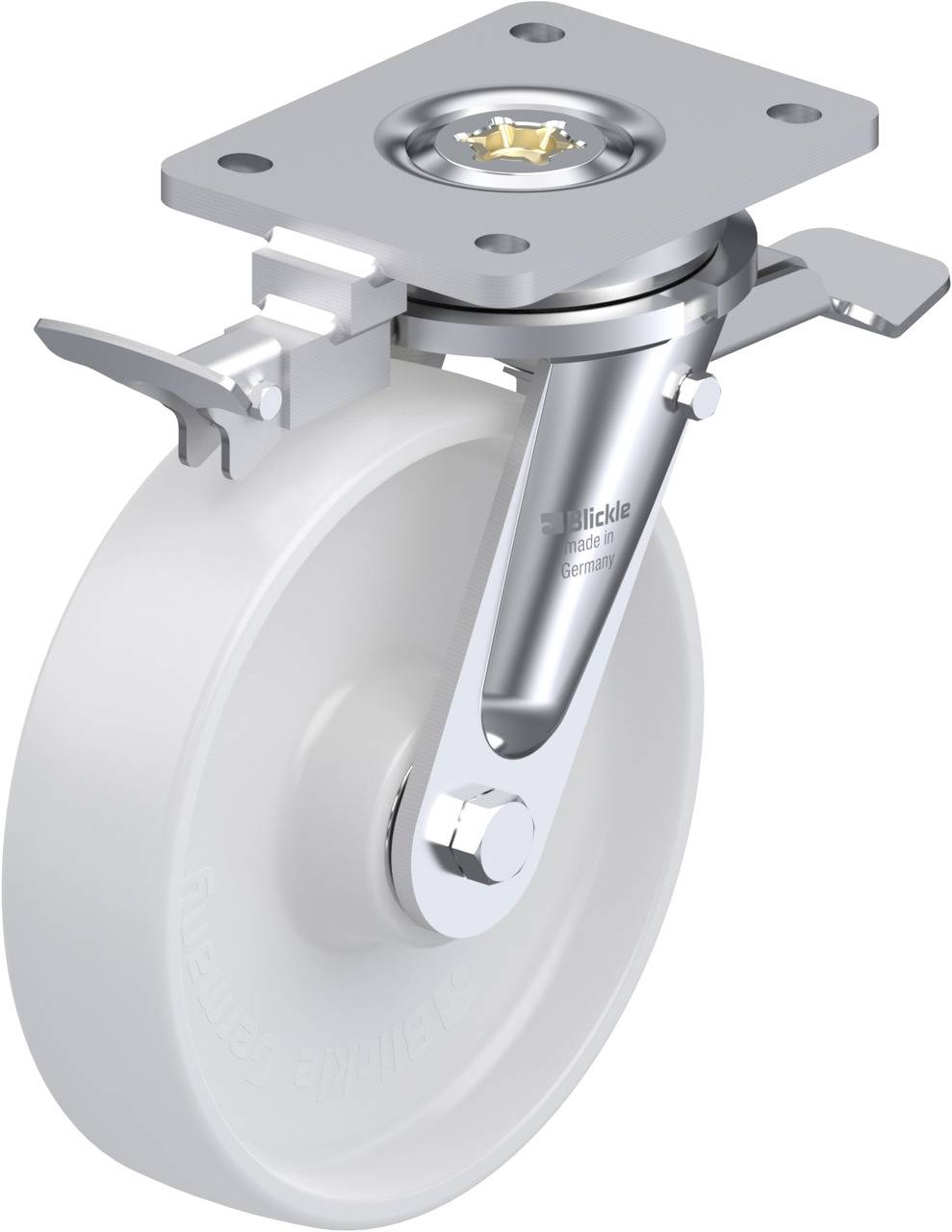Blickle 852822 LO-PO 200K-ST-RI4 Forgóvillás görgő, rögzítővel KerékØ: 200 mm Teherbírás (max.): 600 kg 1 db