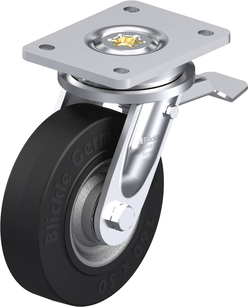 Blickle 51151 LO-SE 160K-ST Forgóvillás görgő, rögzítővel KerékØ: 160 mm Teherbírás (max.): 450 kg 1 db