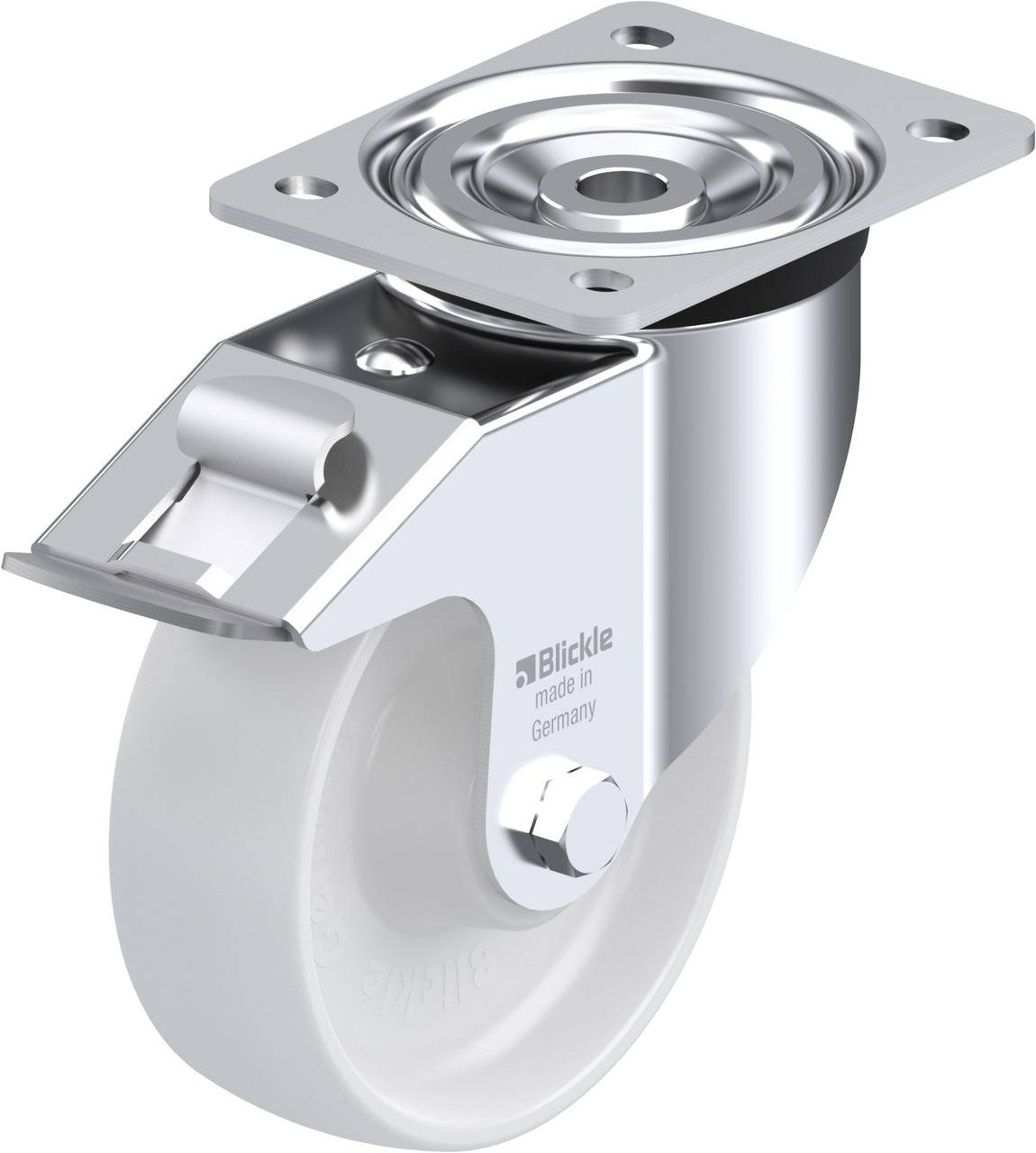 Blickle 49502 L-PO 150XR-FI Forgóvillás görgő, rögzítővel KerékØ: 150 mm Teherbírás (max.): 400 kg 1 db