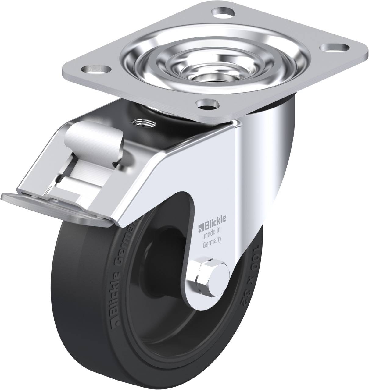 Blickle 269621 L-POEV 100G-FI Forgóvillás görgő, rögzítővel KerékØ: 100 mm Teherbírás (max.): 200 kg 1 db