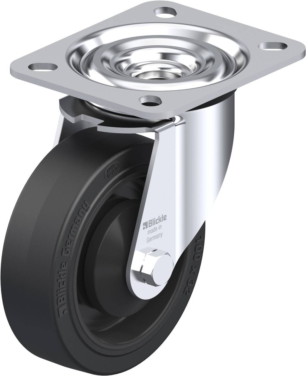 Blickle 67728 L-POEV 100KA Beálló görgő KerékØ: 100 mm Teherbírás (max.): 200 kg 1 db