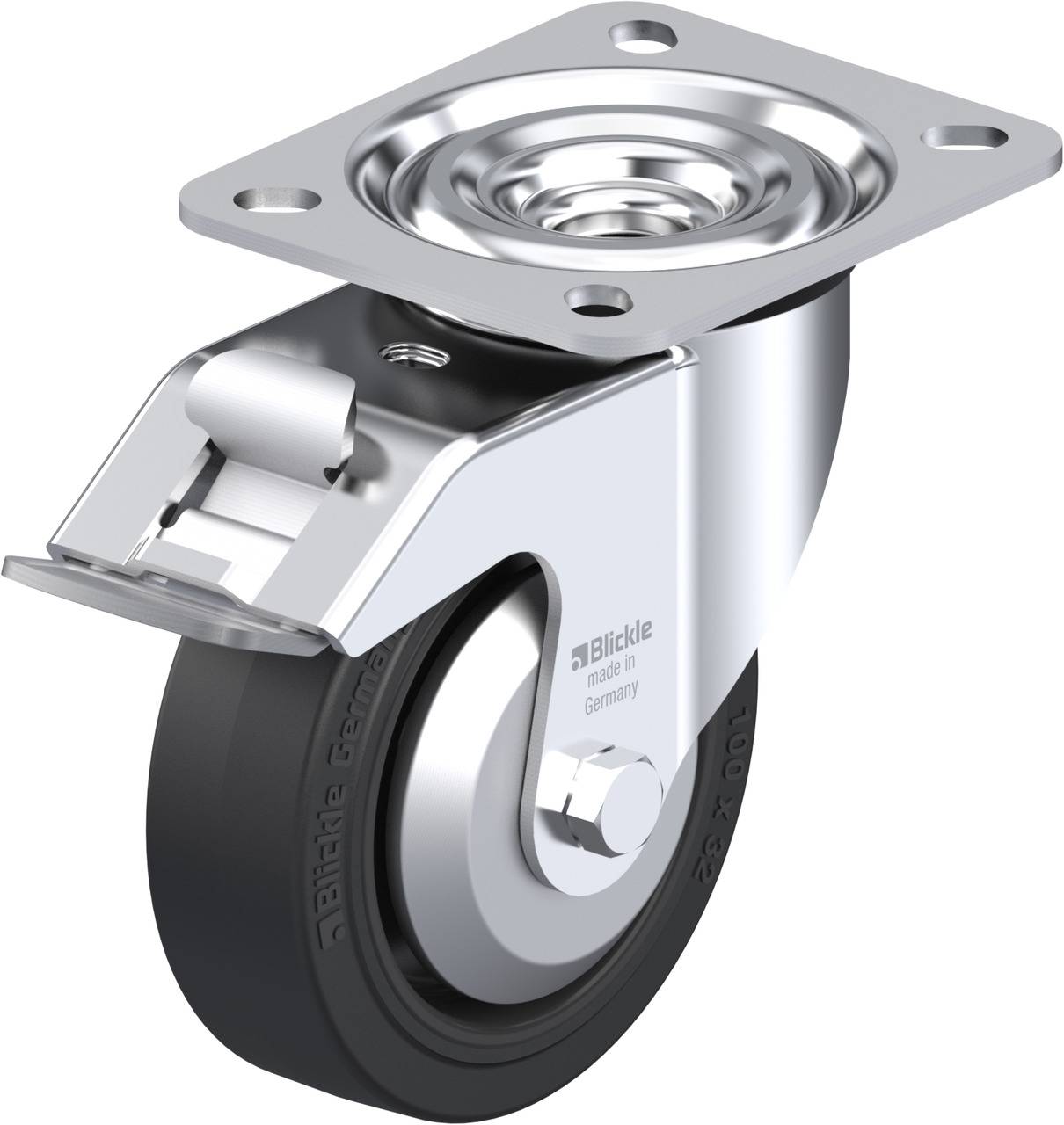 Blickle 268052 L-POEV 100R-FI-FA Forgóvillás görgő, rögzítővel KerékØ: 100 mm Teherbírás (max.): 200 kg 1 db