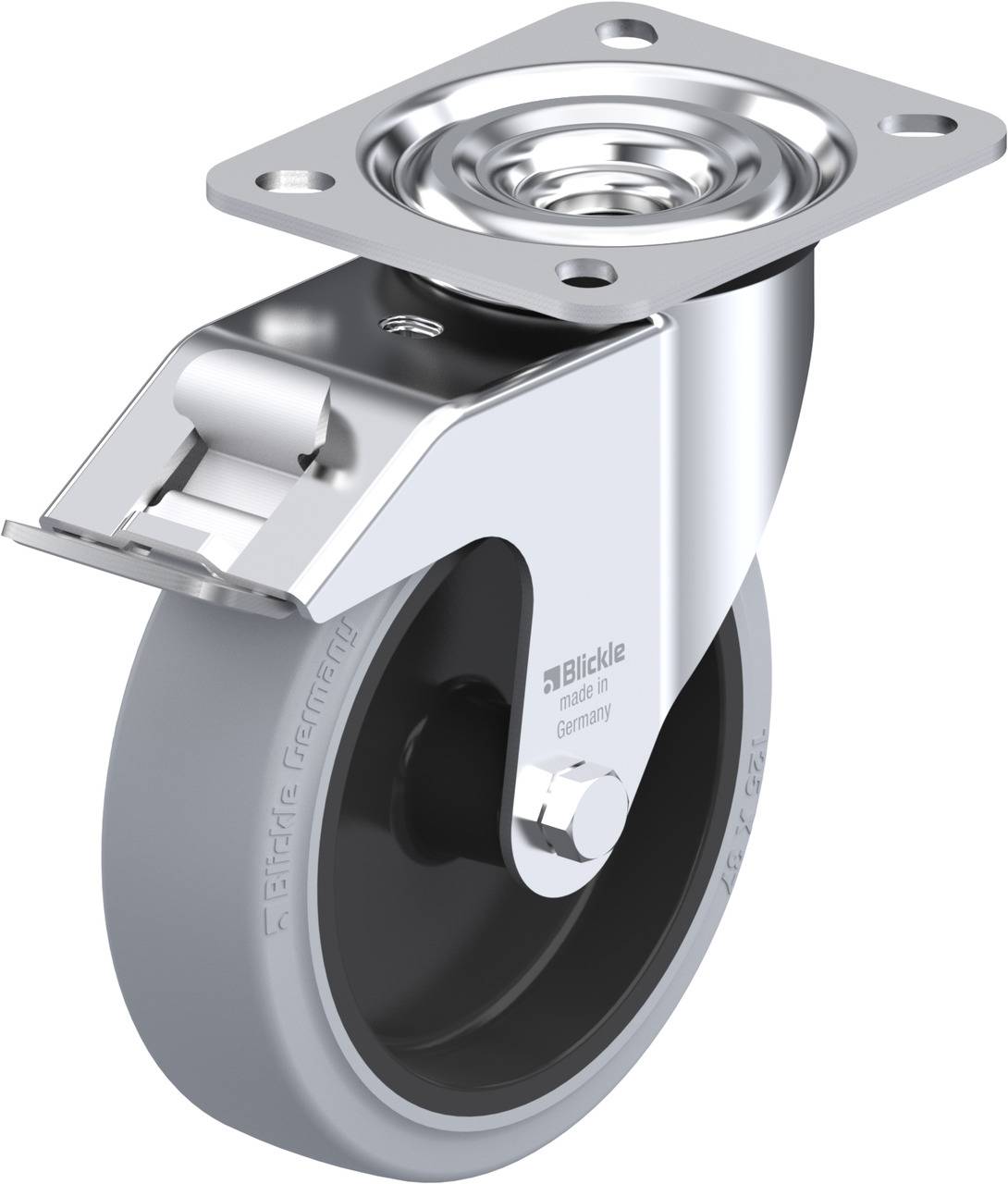 Blickle 850536 L-POEV 125G-FI-SG Forgóvillás görgő, rögzítővel KerékØ: 125 mm Teherbírás (max.): 250 kg 1 db