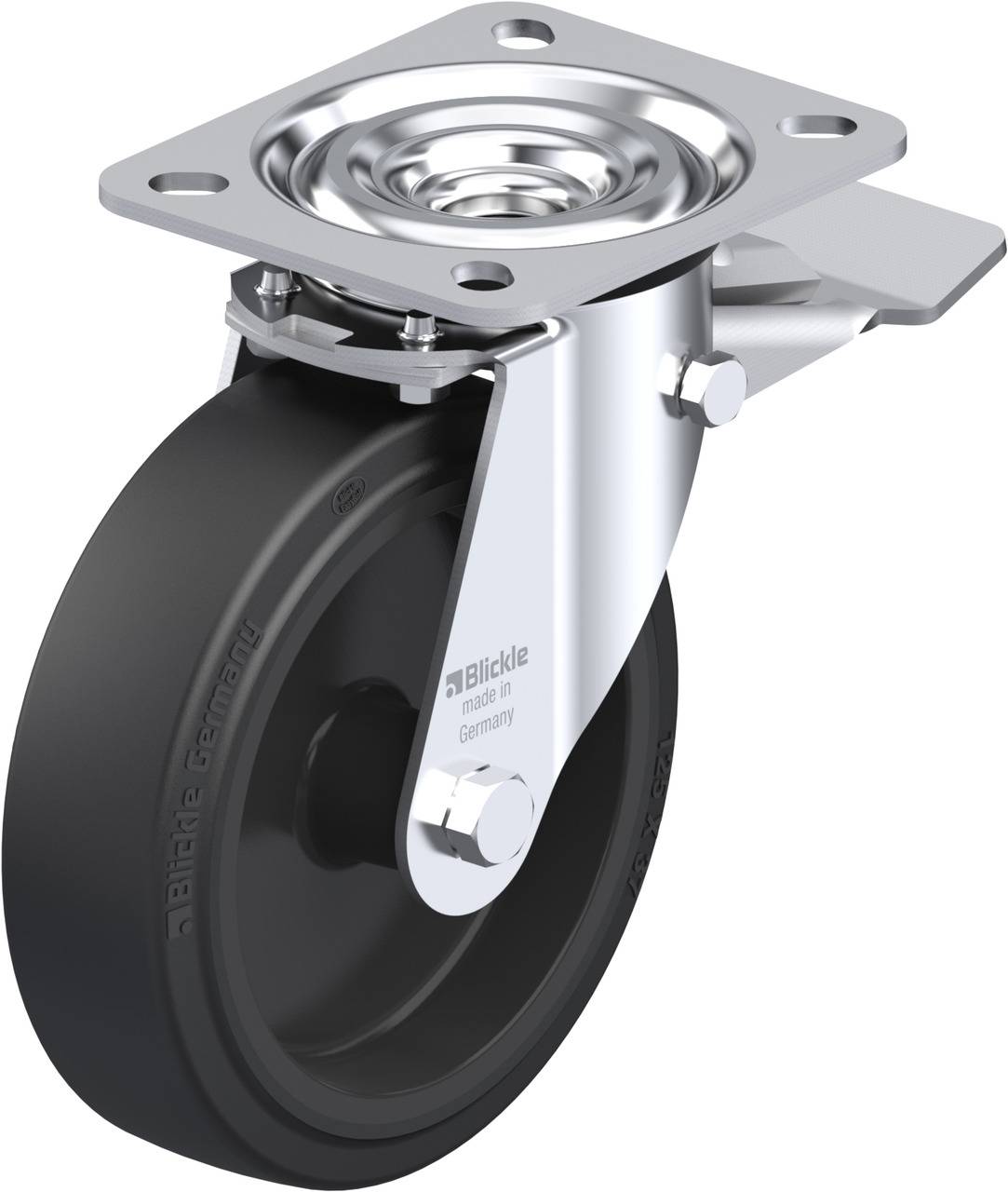 Blickle 850539 L-POEV 125G-ST Forgóvillás görgő, rögzítővel KerékØ: 125 mm Teherbírás (max.): 250 kg 1 db