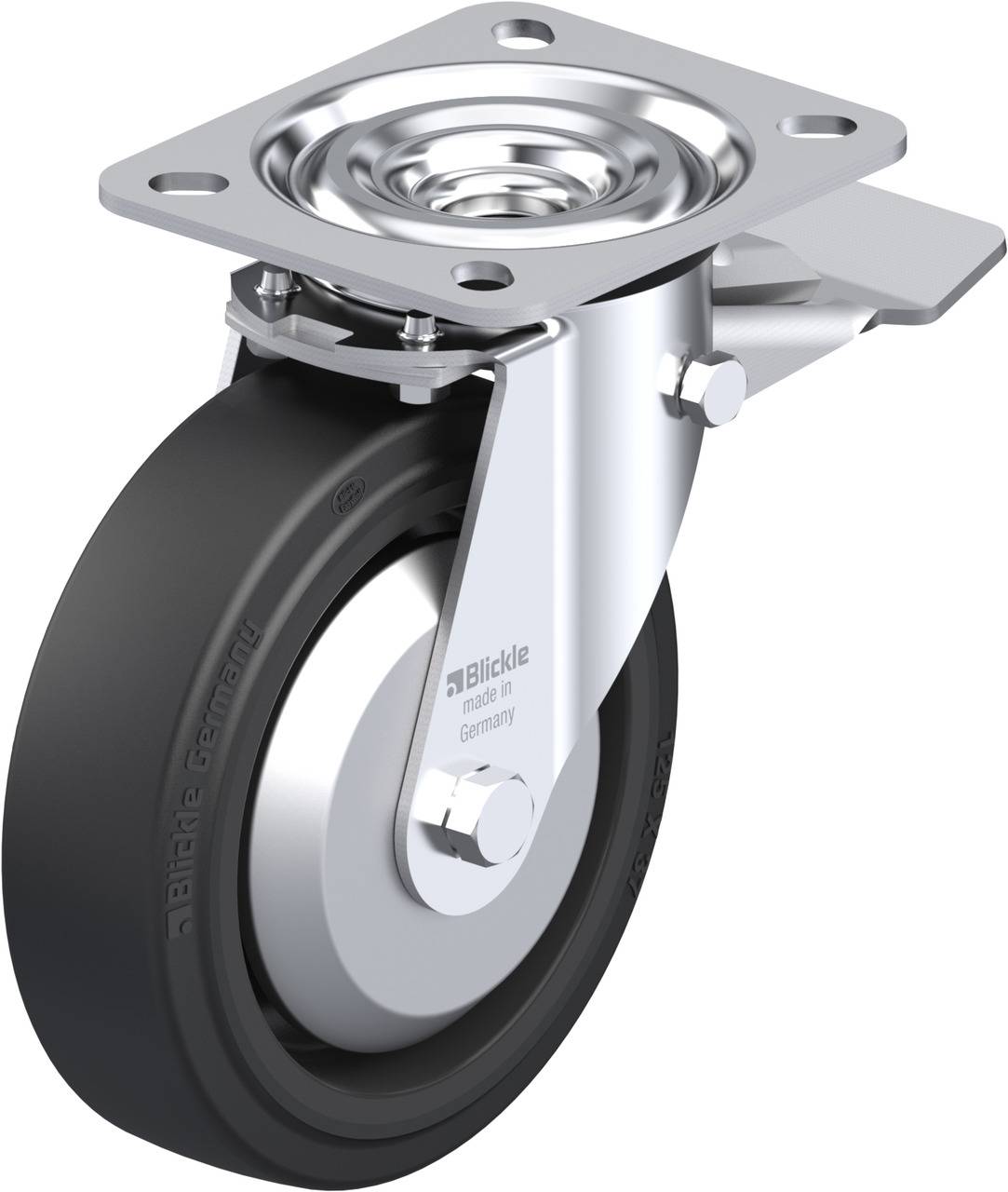 Blickle 850544 L-POEV 125G-ST-FA Forgóvillás görgő, rögzítővel KerékØ: 125 mm Teherbírás (max.): 250 kg 1 db