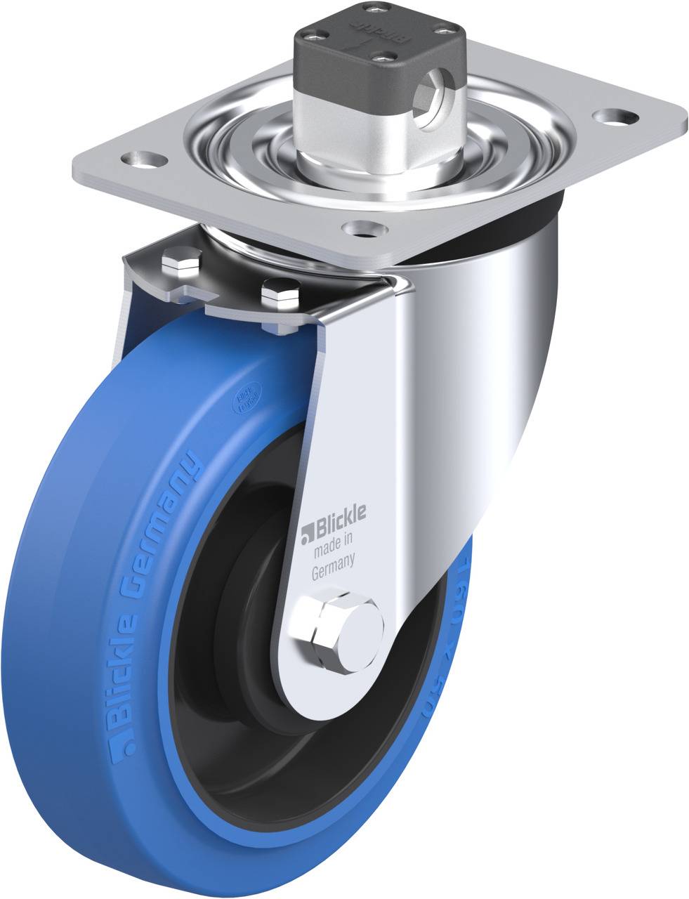 Blickle 850688 L-POEV 160KA-CS11-SB Forgóvillás görgő, rögzítővel KerékØ: 160 mm Teherbírás (max.): 400 kg 1 db