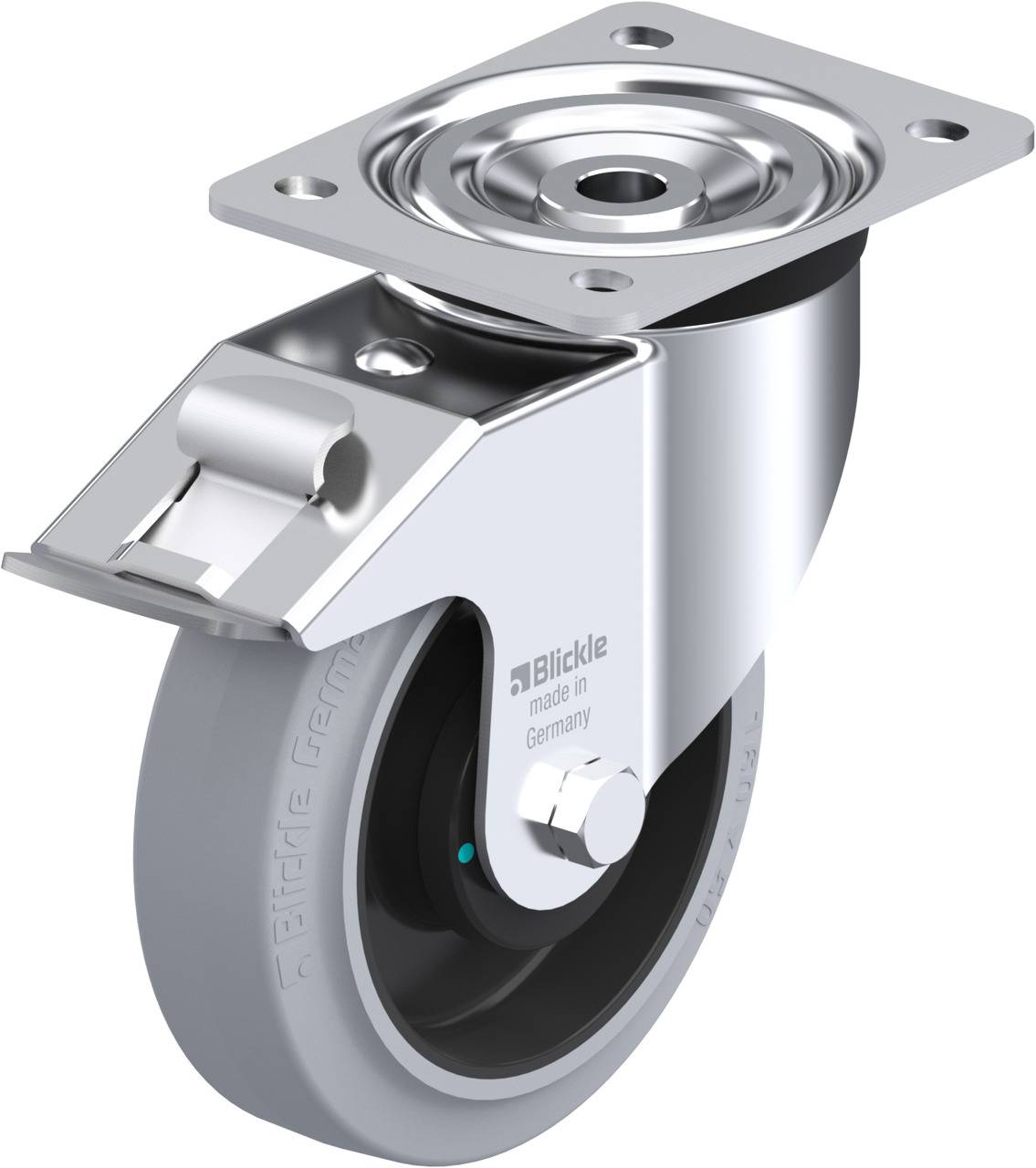 Blickle 704106 L-POEV 160KAD-FI-SG Forgóvillás görgő, rögzítővel KerékØ: 160 mm Teherbírás (max.): 400 kg 1 db