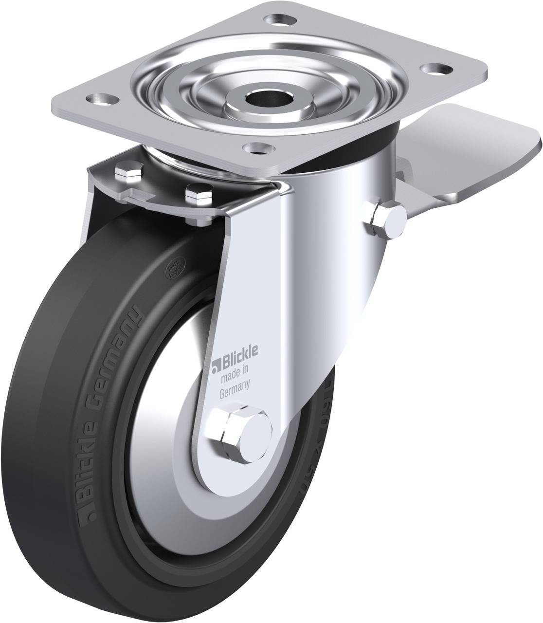 Blickle 98210 L-POEV 160KA-ST-FA Forgóvillás görgő, rögzítővel KerékØ: 160 mm Teherbírás (max.): 400 kg 1 db