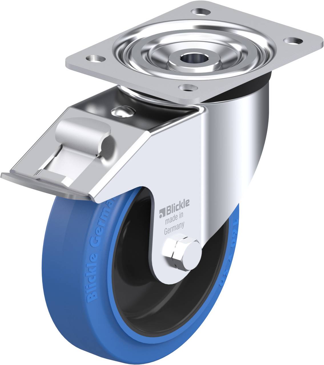 Blickle 693531 L-POEV 160R-FI-SB Forgóvillás görgő, rögzítővel KerékØ: 160 mm Teherbírás (max.): 400 kg 1 db