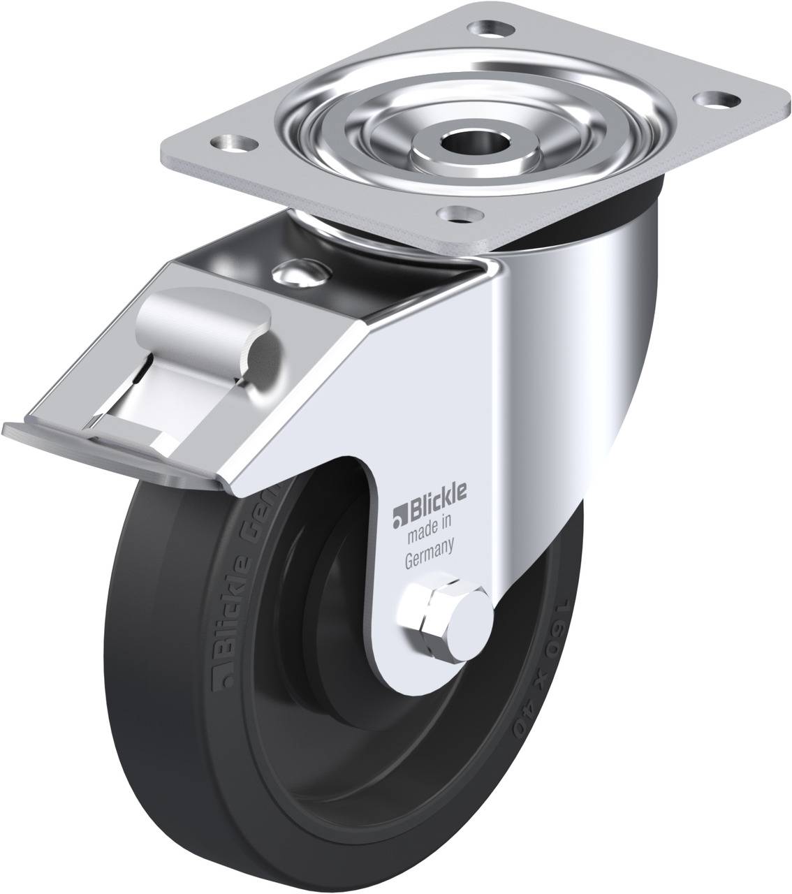 Blickle 754963 L-POEV 161KA-FI Forgóvillás görgő, rögzítővel KerékØ: 160 mm Teherbírás (max.): 320 kg 1 db