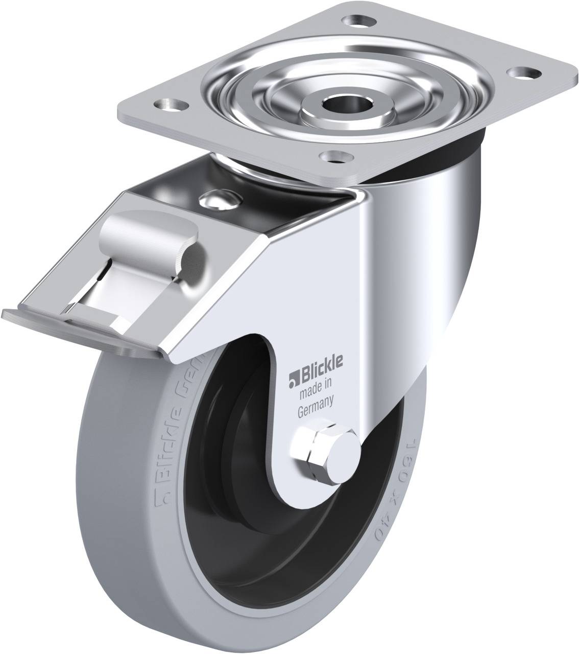 Blickle 850604 L-POEV 161KA-FI-SG Forgóvillás görgő, rögzítővel KerékØ: 160 mm Teherbírás (max.): 320 kg 1 db