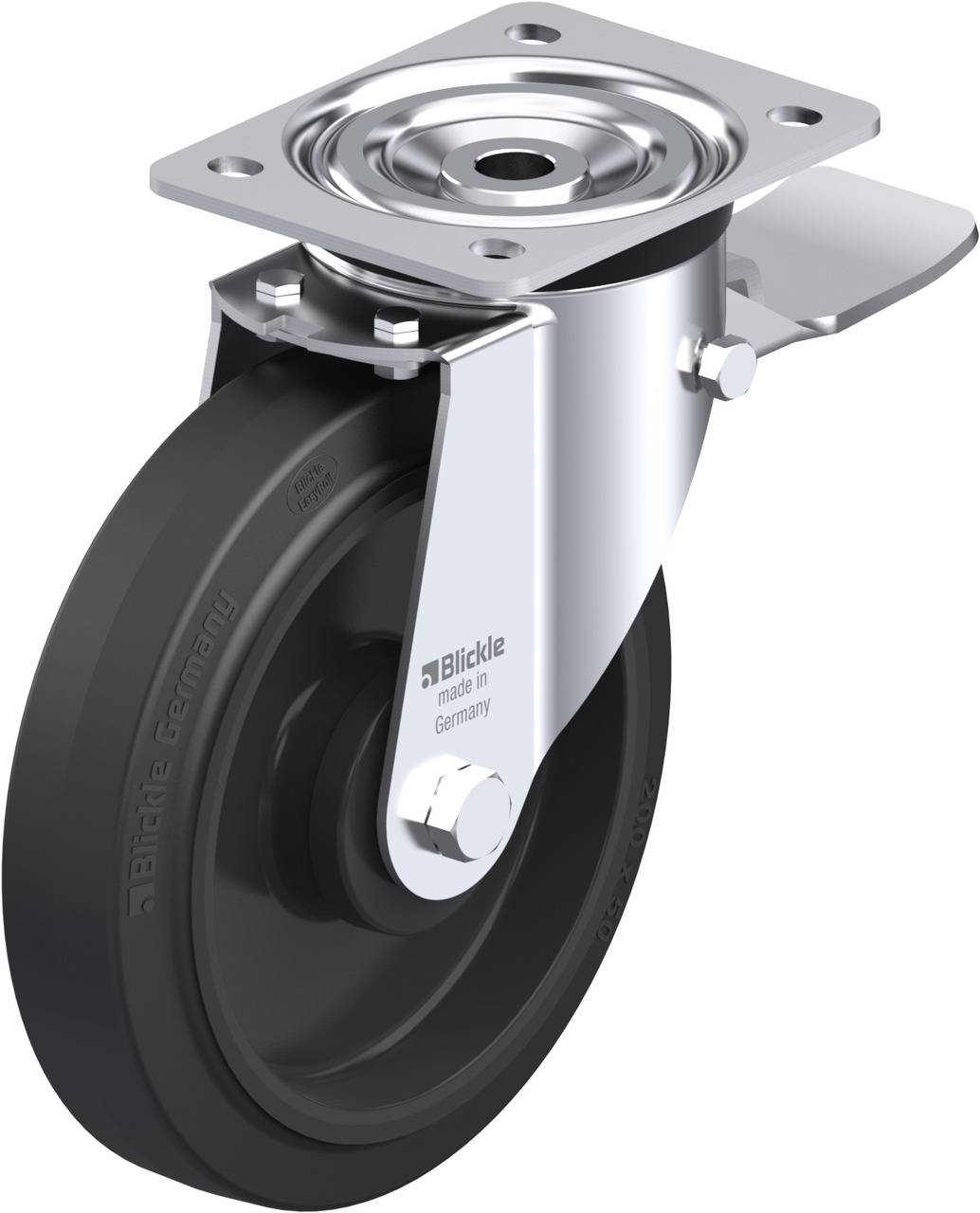 Blickle 50831 L-POEV 200KA-ST Forgóvillás görgő, rögzítővel KerékØ: 200 mm Teherbírás (max.): 400 kg 1 db